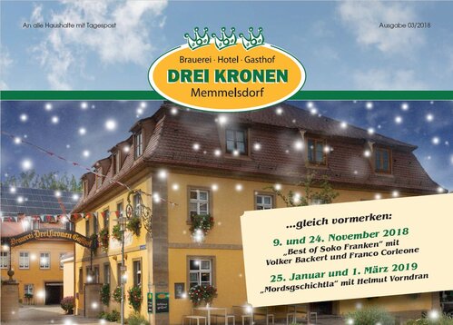 Cover der Hauszeitung 03.2018 vom Hotel & Brauereigasthof Drei Kronen | © Frankenhotel Drei Kronen Memmelsdorf GmbH